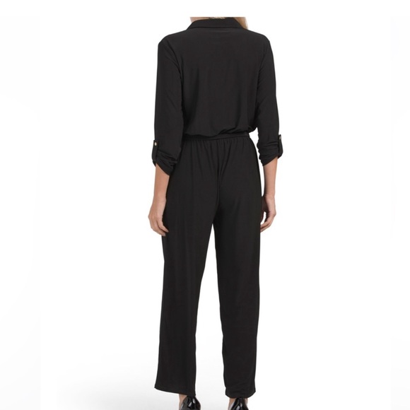 NWT ANNE KLEIN black w/ gold
Three-Quarter Sleeve Collared Jumpsuit - Picture 2 of 8
